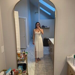 Hollister White Smocked Neck Sleeveless Top